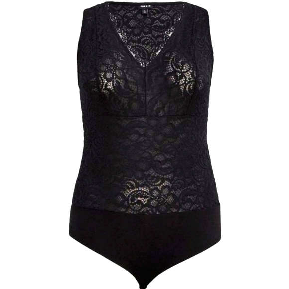 ❤️NWT VINTAGE TORRID BODYSUIT BLACK LACE - SNAP BOTTOM - V-NECK CHEEKY PLUS SIZE - Picture 7 of 9